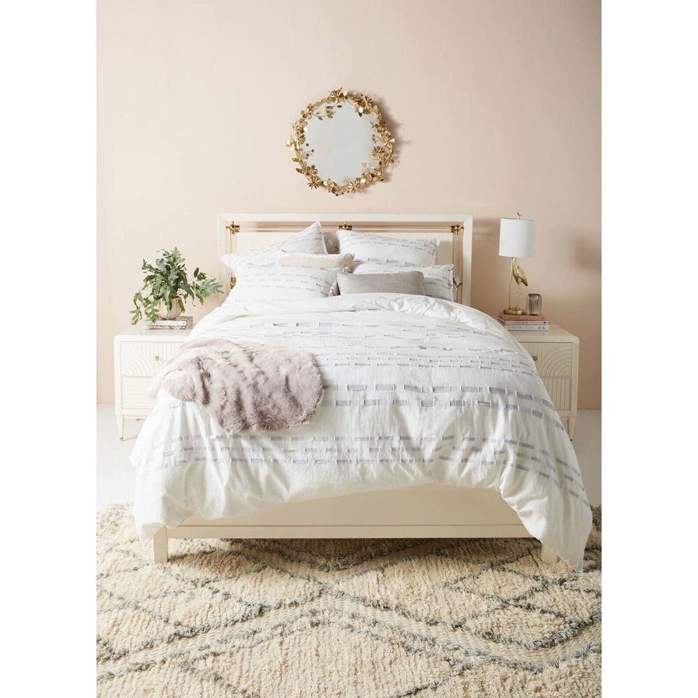 New Athropologie Ribbon-Embellished Size Twin Duvet Cover